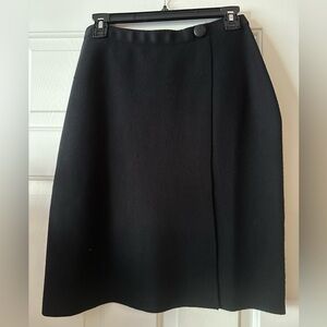 Milano Classic Faux Wrap Black Knit A-Line Skirt- Small
